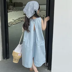 2024 Summer Korean Children's Clothing New Product Girls' Backless Camisole Skirt Temperament Vest Fashionable Sleeveless Dress