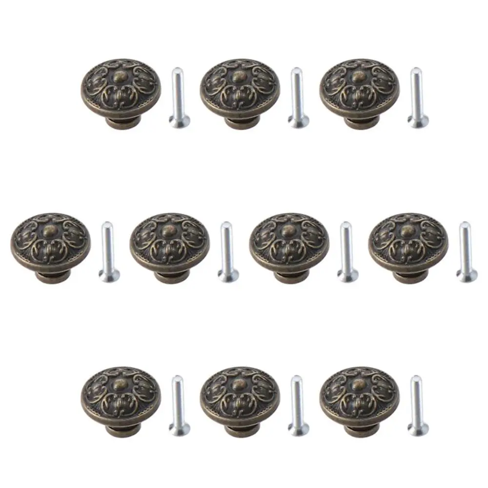 Retro Brass Bathroom Pulls Solid Round Single Hole Cabinet Knobs Bronze Closet Door Knoks for Warehouse, Glass Door& Garden Door