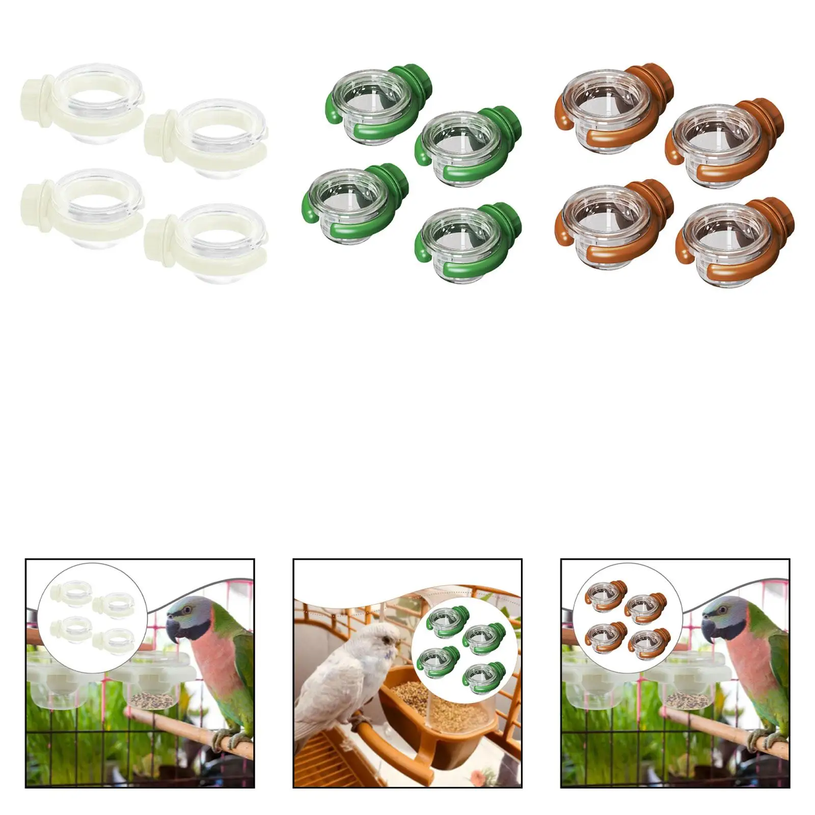 Transparent Bird Water Feeder Hanging Bird Bowl Dual Use Water Food Holder Small Animal Feeder for Outdoor Yard