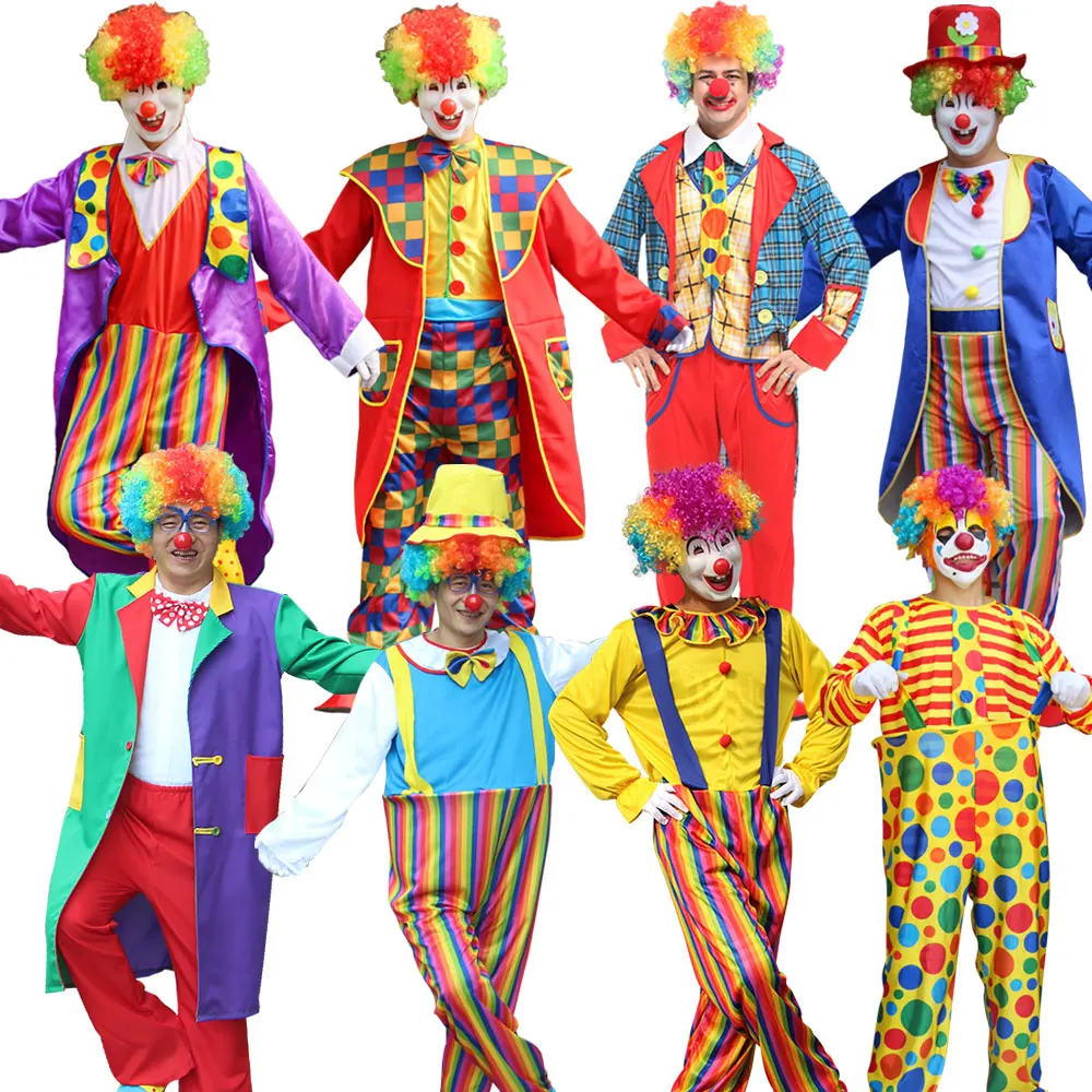 

Halloween Adult Funny Circus Clown Jumpsuit Carnival Party Cosplay Men Costume Dress Up No Wig