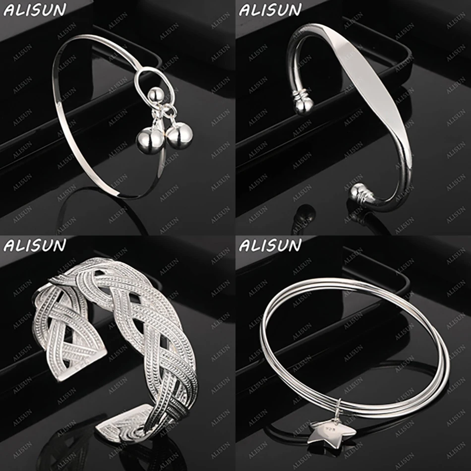 

ALISUN 925 Sterling Silver Design Bangle For Women Men Anniversary Gift Popular Wild Fashion Romantic Jewelry