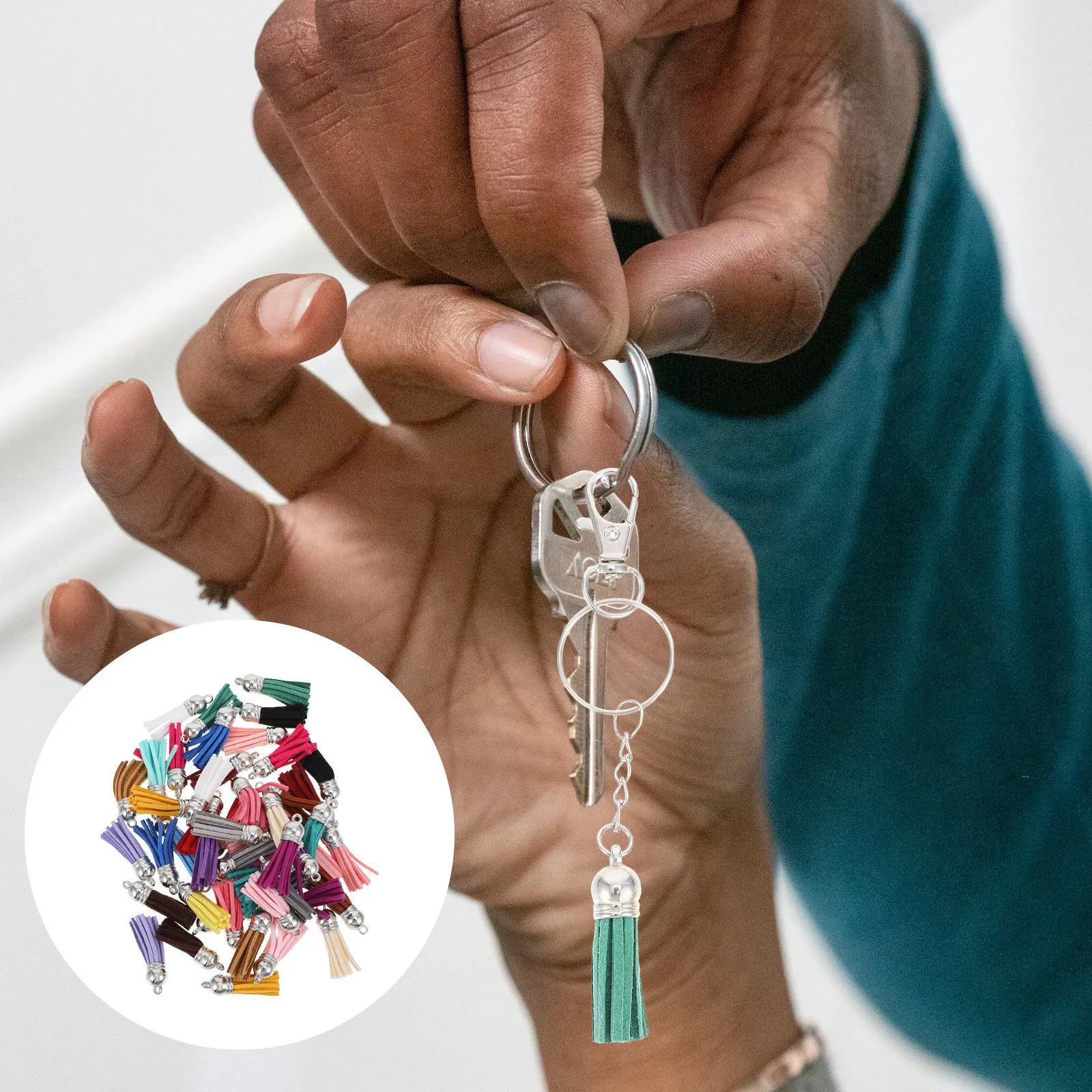 

Набор для изготовления брелоков с кисточками, разноцветные аксессуары для рукоделия, украшения для сумок и автомобилей, креативный DIY брелок