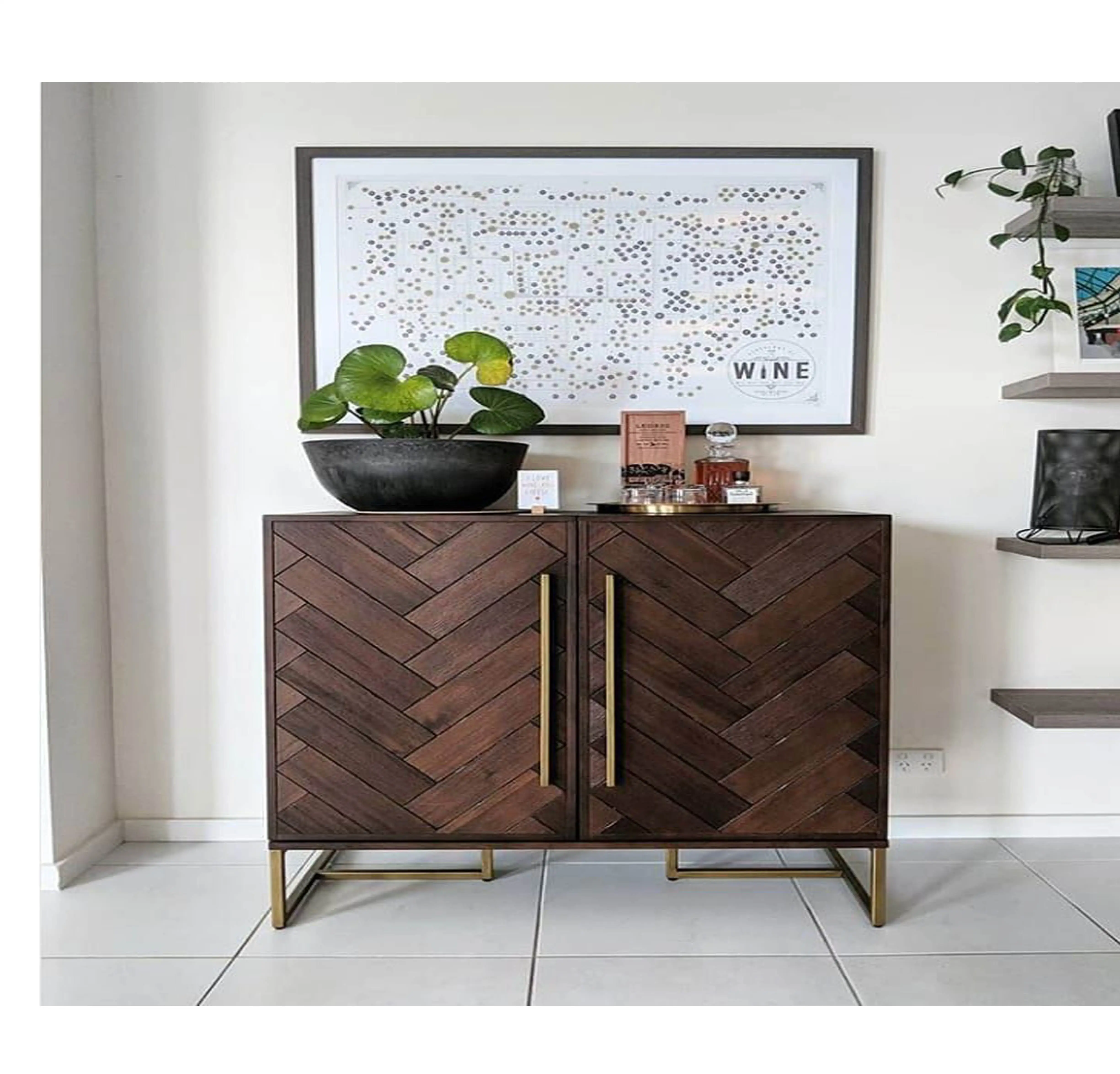 Z DU'S Modern Solid Wood Cabinet With Double-door Design,featuring Convenient Use And Ample Storage Space For Wineandwine Glasse