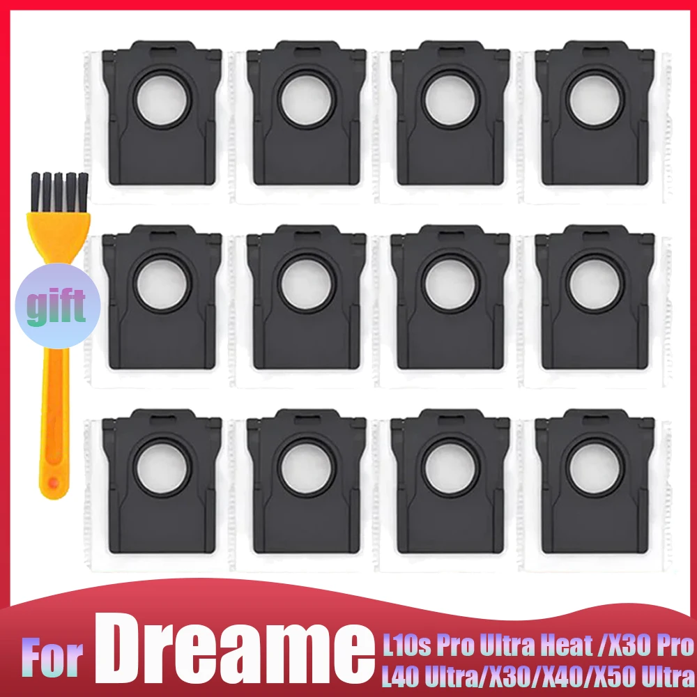 

For Dreame High Capacity Dust Bags L10s Pro Ultra Heat, L40/X30/X40/X50 Ultra & Pro Robot Vacuum, Leakproof Replacement Parts