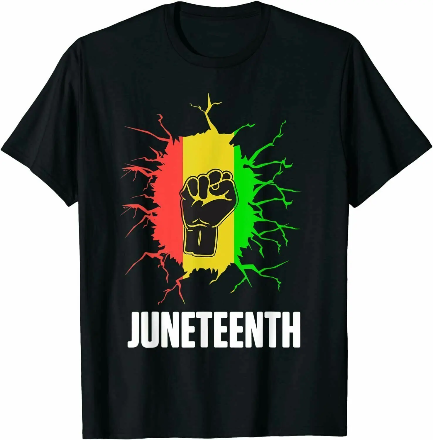 Juneteenth Hand Afro Black African American Flag T-Shirt Tee Gift For Men