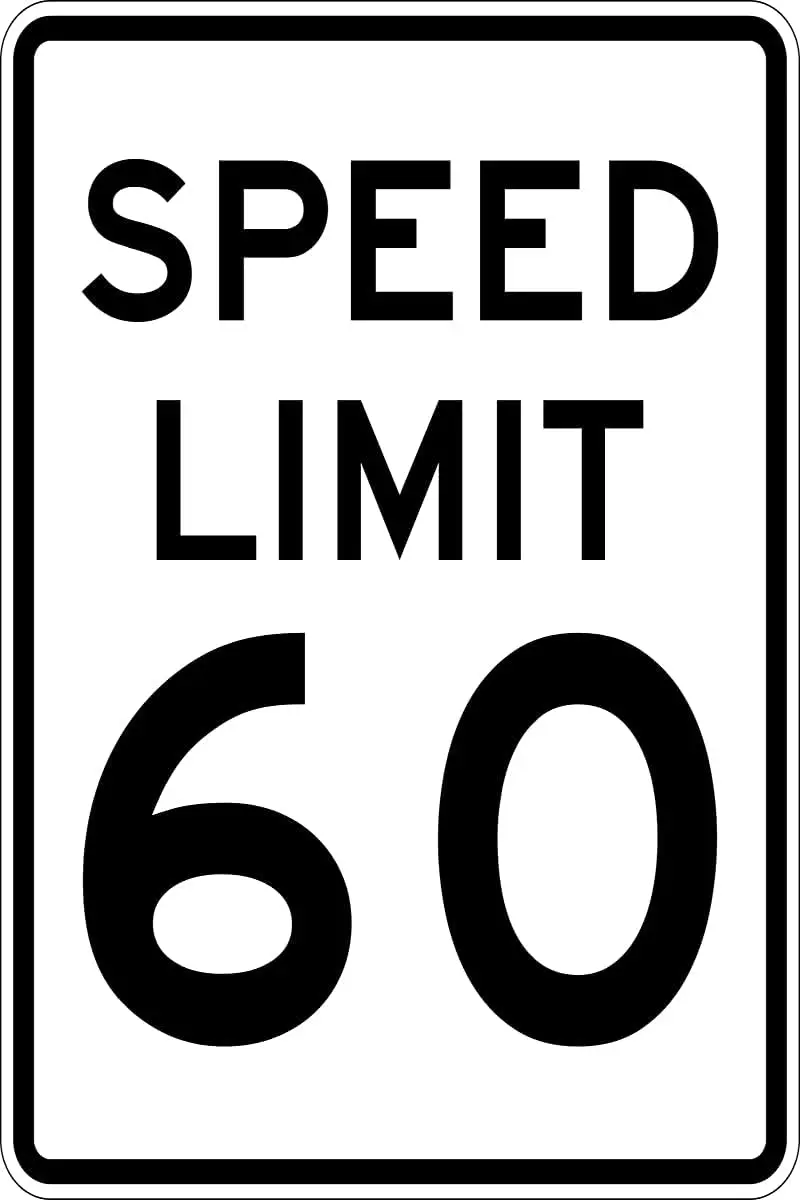 Speed Limit 60 MPH Sign,Warning Traffic Road Street Metal Tin Sign,Weather/Fade Resistant Rust Free Tin Sign for Indoor/Outdoor