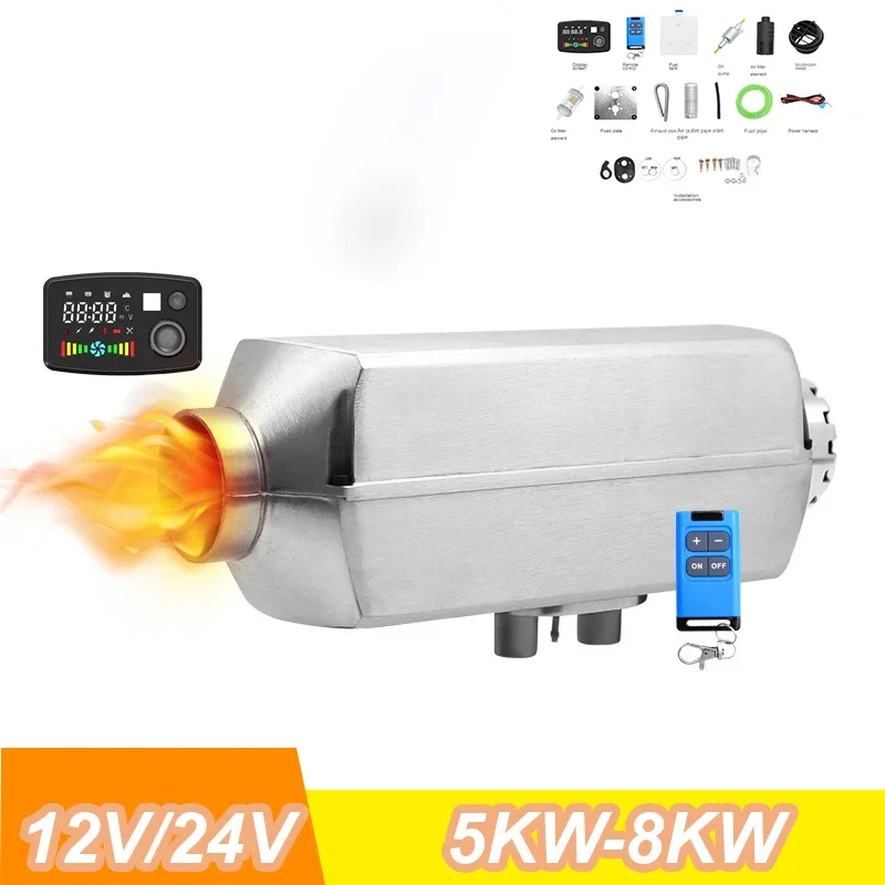 12V/24V 5KW-8KW Car Heater Aluminium alloy Dry webasto Diesel Fuel-operated Parking Auxiliary Bus Auto Boats Trucks RV Ships