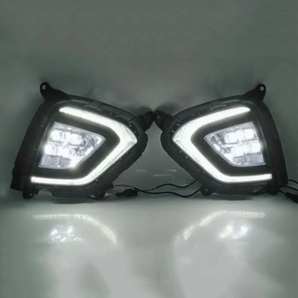 PMFC 1Pair DRL LED Daytime Running Light Fog Lamp With Yellow Turn Signal Lamp For Hyundai Creta IX25 2017 2018 2019 2020