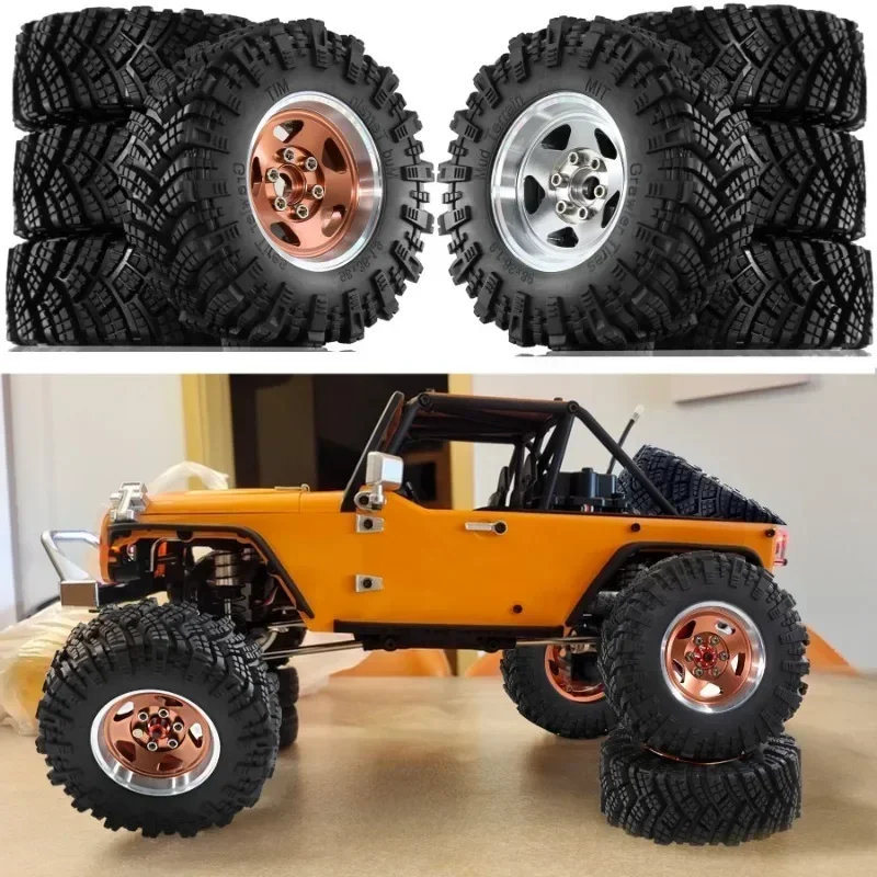 

4PCS 98MM 1.9" Super Viscosity Rubber Rock Tyres Wheel Tires with Beadlock Wheel Rim for 1:10 RC Crawler