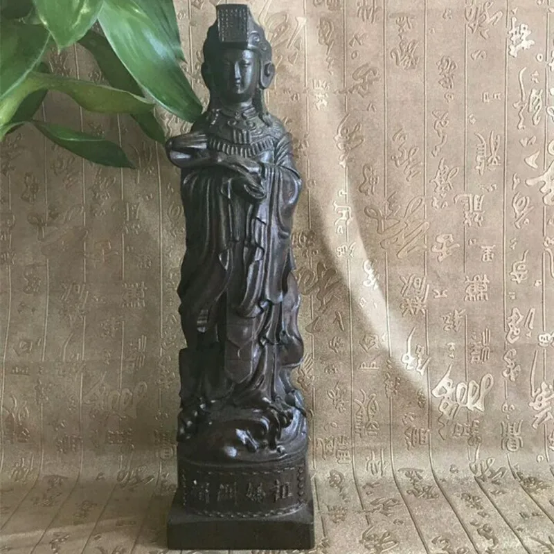 22CM tall # bless family Safety luck Talisman home efficacious Sea Goddess Meizhou Mazu wood Carving statue