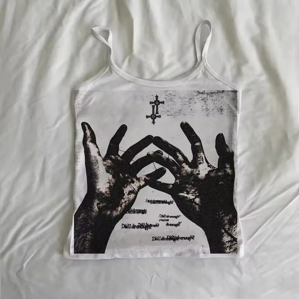 Frühling und Sommer Neues Damen-Tanktop mit Trägertop Einfacher, vielseitiger, modischer Gothic-Stil Y2K