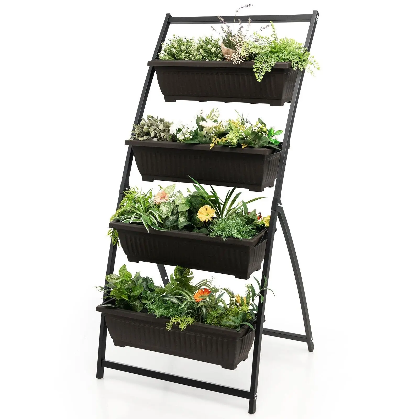 GOFLAME 4-Tier Vertical Raised Garden Bed Freestanding Garden Planter 4 Container Boxes