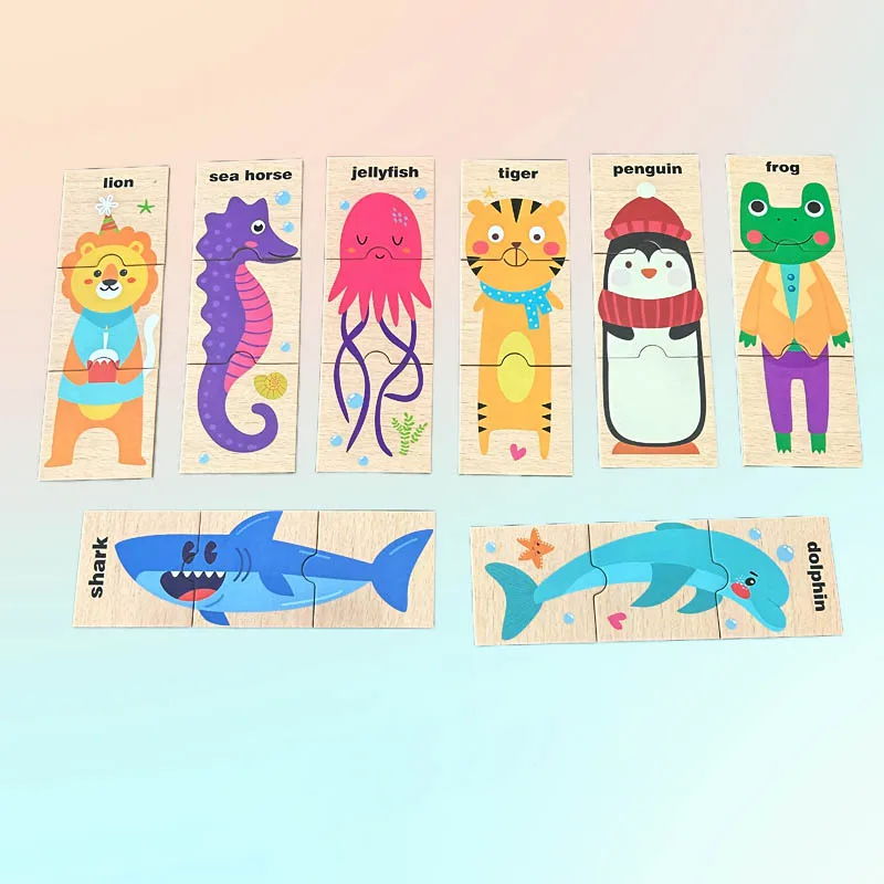 48-delige houten dierenpuzzelspeelgoed voor het matchen, verpakt in een doos, dierenkoppelingsspel, cadeau voor kinderen