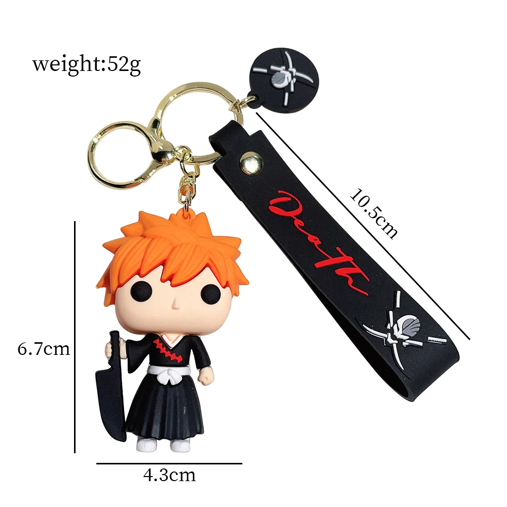 Anime giapponese BLEACH portachiavi in Silicone Cartoon Kurosaki Ichigo Cosplay portachiavi per uomo ciondolo auto Charms accessori regali