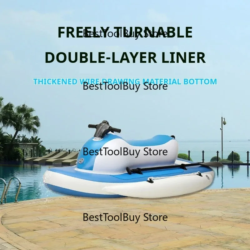 5-Chamber Inflatable Motor Boat, Thickened  with  Deck & 140kg Load for Fishing, Electric Mount for Lake Sea
