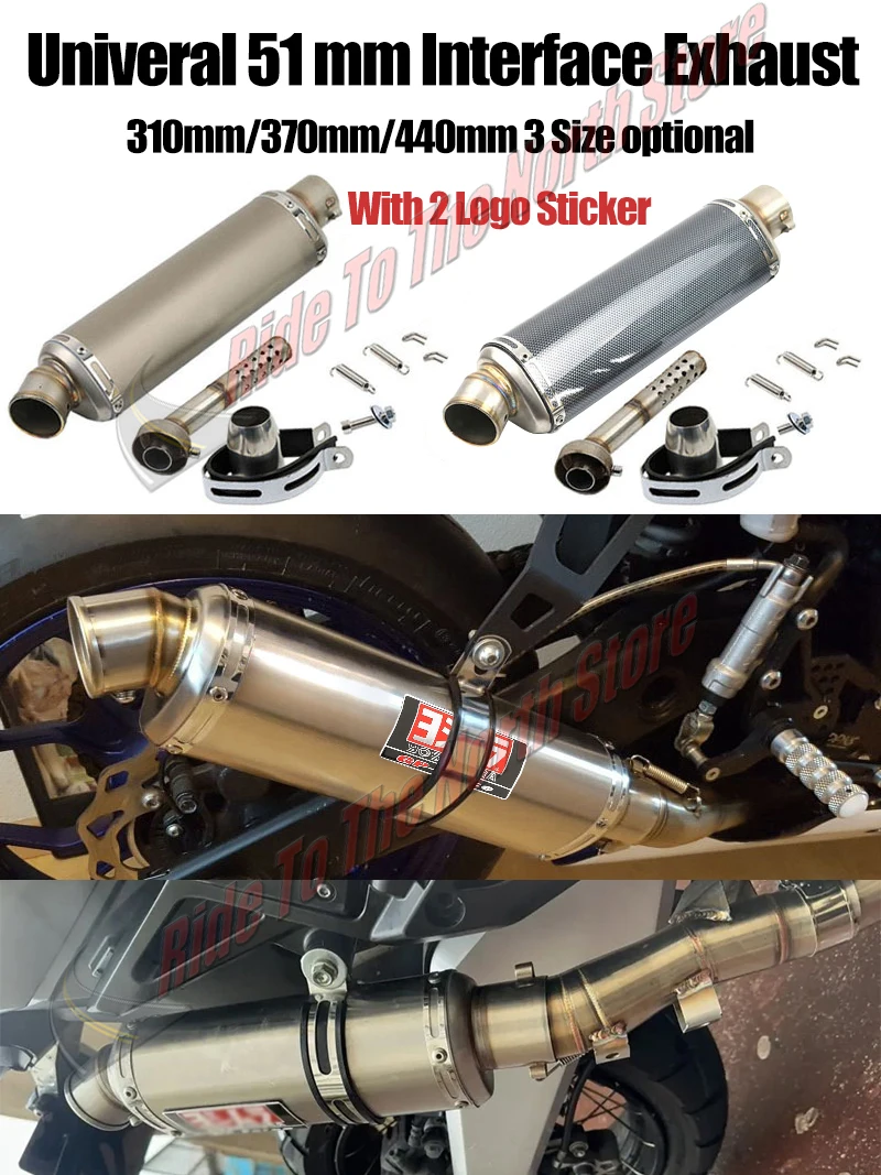 Uniwersalny tłumik wydechu motocyklowego 38/51MM z DB-Killerem do Yamaha, Kawasaki, Suzuki, Honda, ETC. Części wydechowe. (A1 S) — Zdjęcie 2 z 2