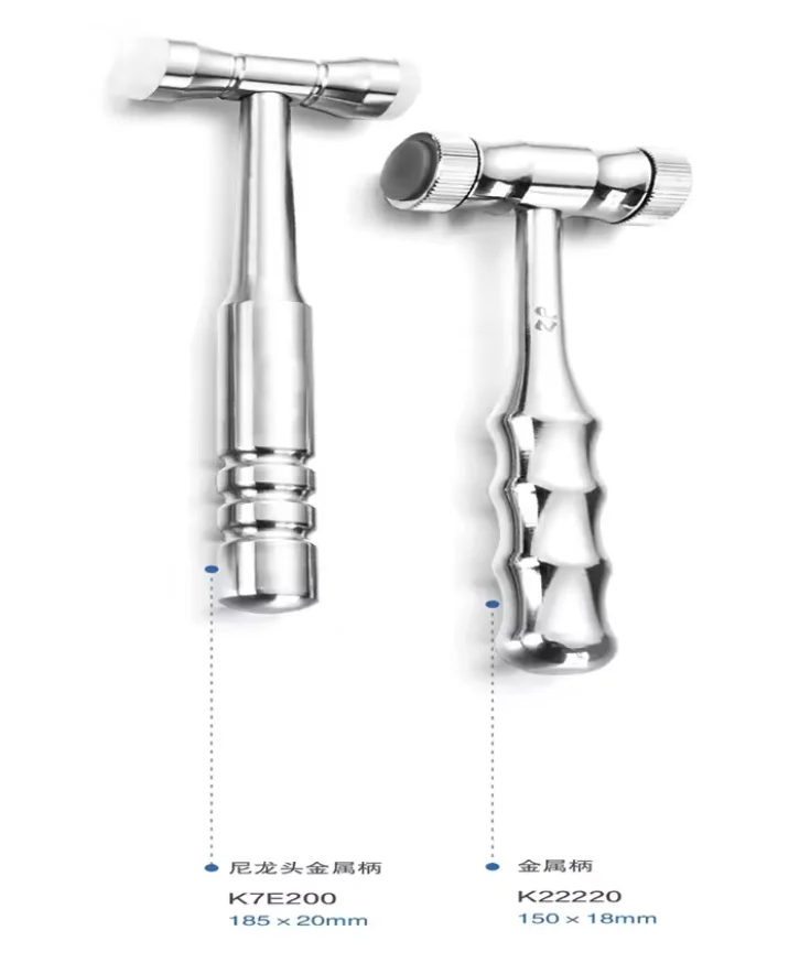 JZ Nylon Head Dental Mallet, Stainless Steel Metal Handle, Implant Orthodontic Extraction Dental Surgical Hammer