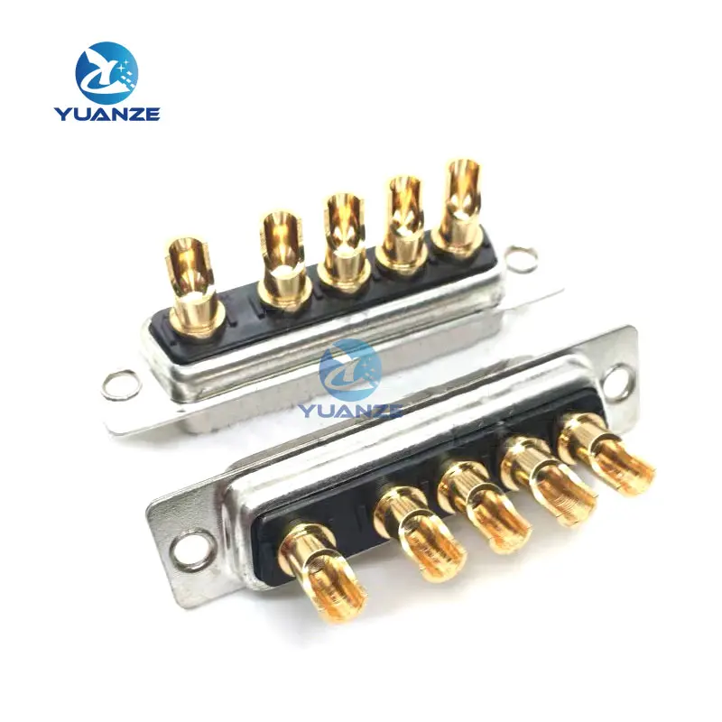 1PCS 5W5 30A Gold plated MALE FEMALE high current CONNECTOR D-SUB adapter solder type 5pin plug socket Welding high power DB