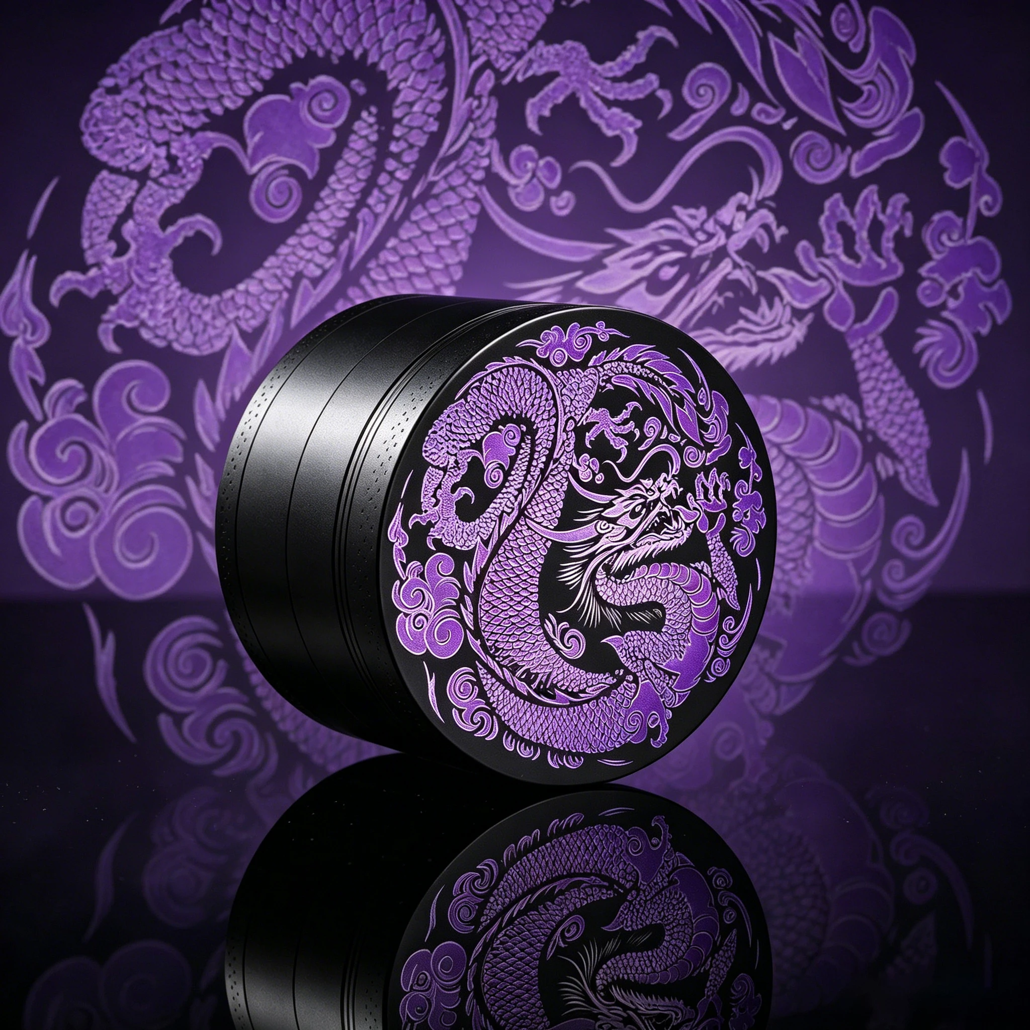 50mm/2inch Purple Dragon Chinese Style Metal Herb Grinder