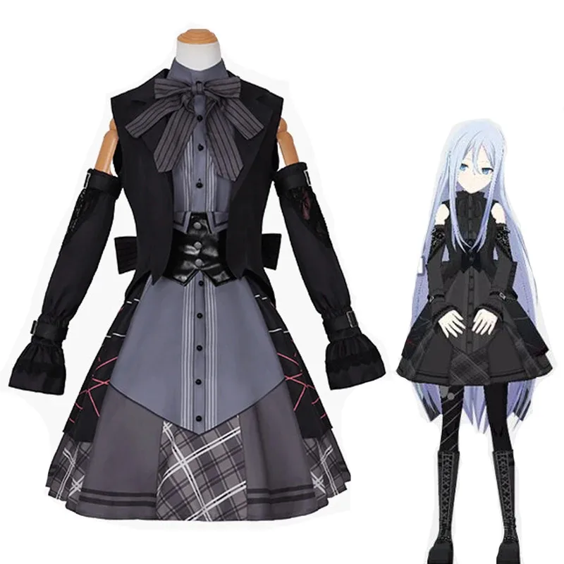 

lili 123Yoisaki Kanade Косплей Костюм Парик Аниме Проект Sekai Красочная сцена! Платье, жилет с бантом, комплект для Хэллоуина для женщин и девочек