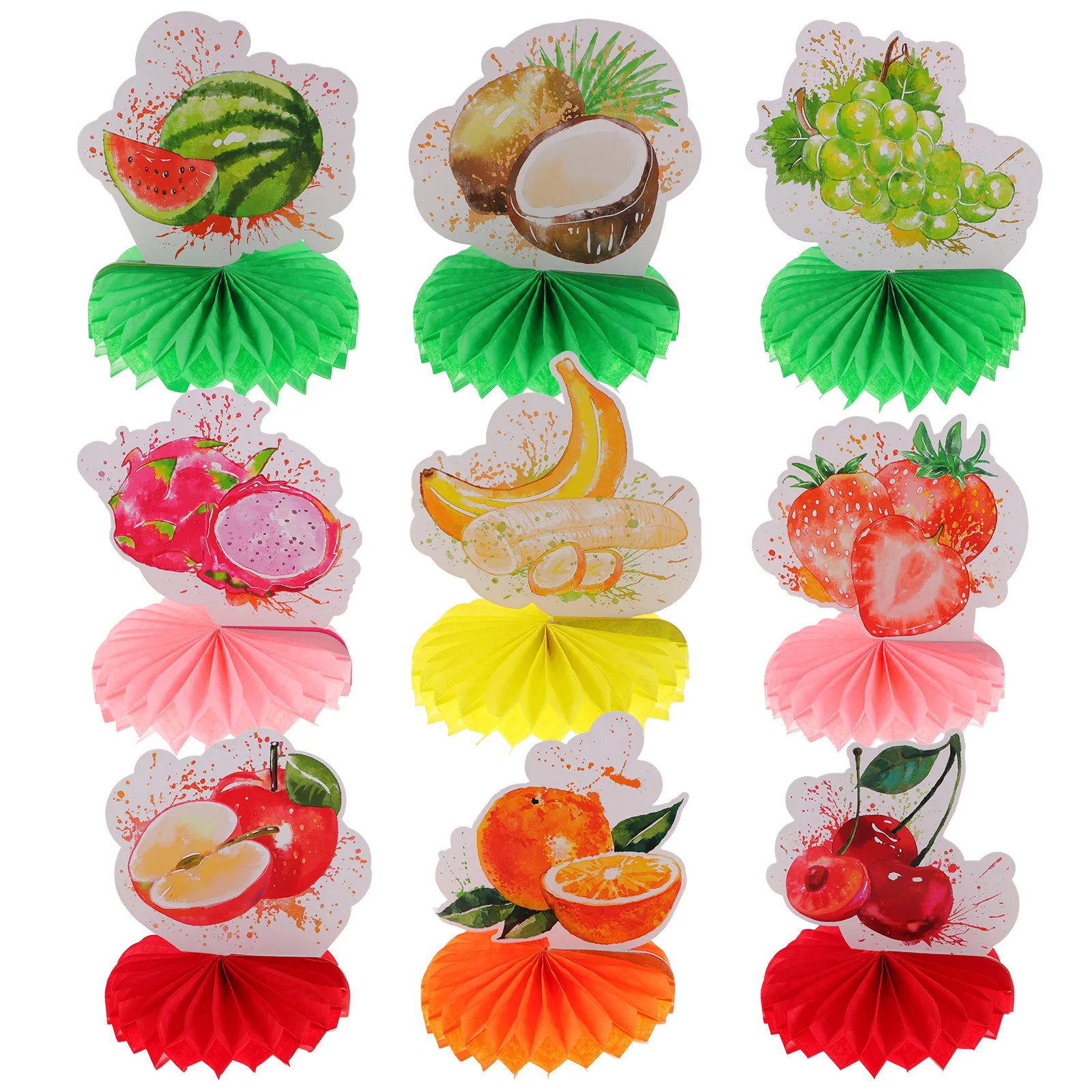 

Набор из 9 бумажных украшений-сот в виде фруктов для летних вечеринок, гавайских праздников, декор для стола