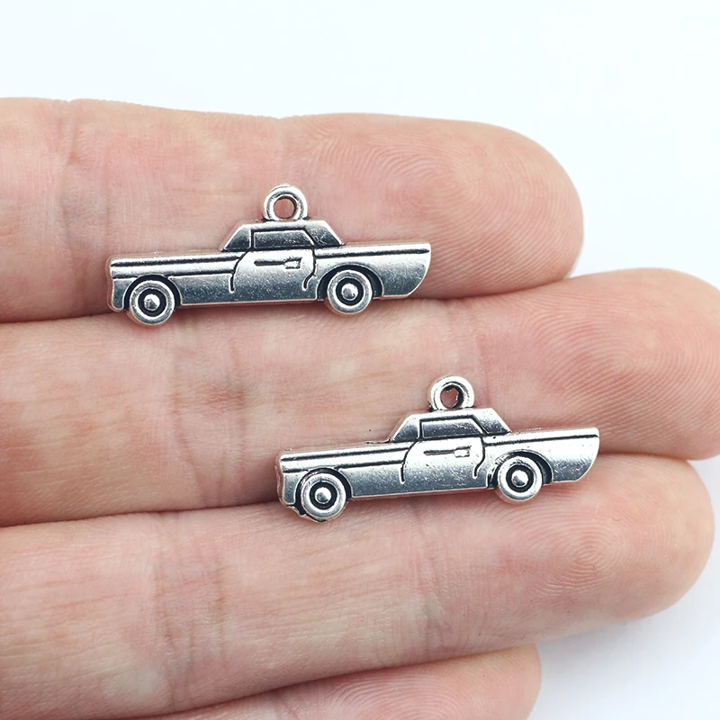 Newest 20Pieces 17*11mm Zinc Alloy Antique Silver Color Car Charms Keychain Necklace Pendant Accessory For DIY Jewelry Handcraft