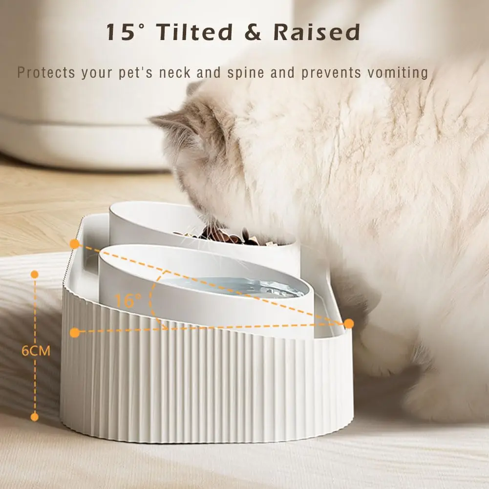 Ceramic Dog Bowls Cat Bowls Raised Cat Food Water Bowl Anti overturning Splash-Proof Double Cat Food Dishes Set Pet Food Bowls