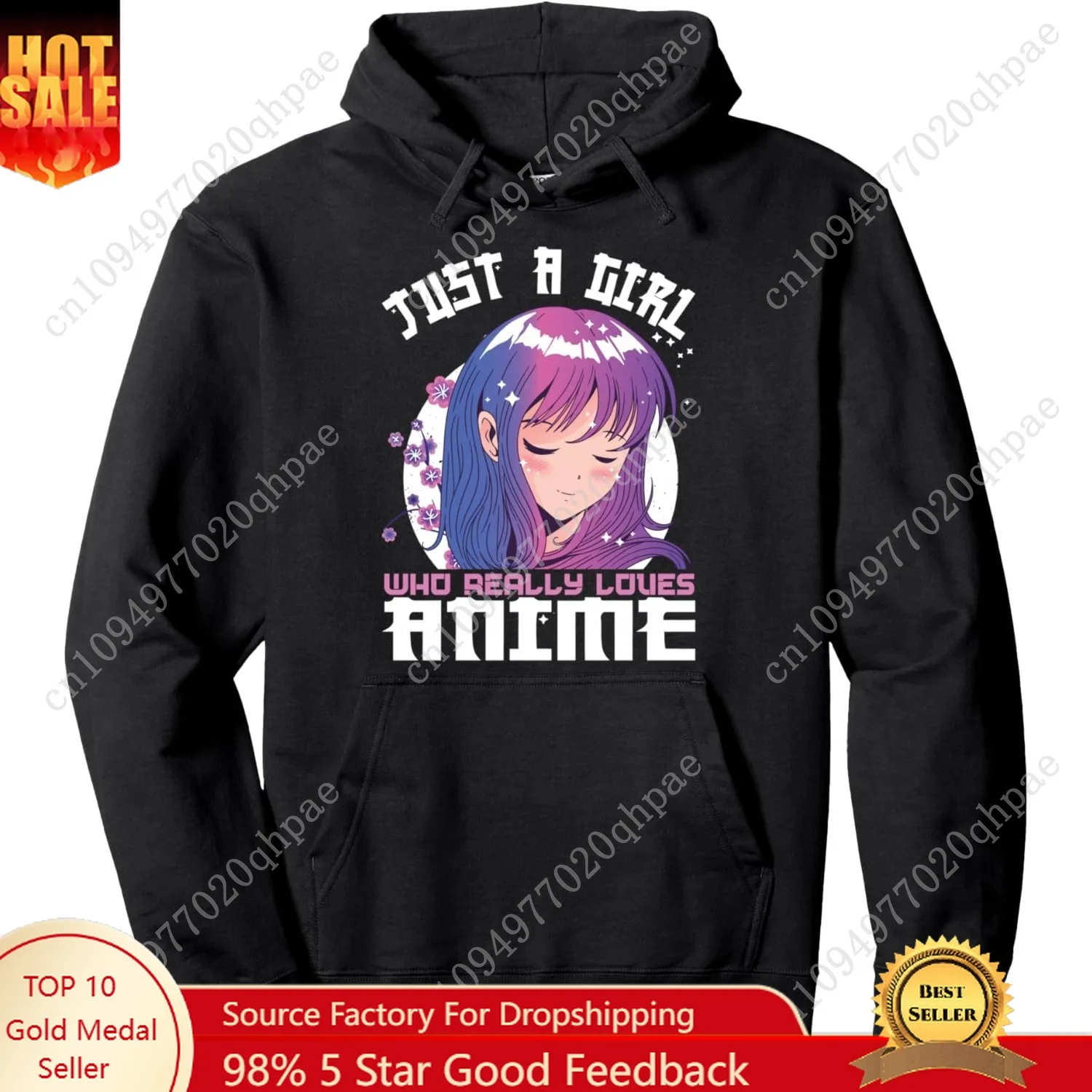 Anime Gifts for Teen Girls Just A Girl Who Loves Anime Pullover Hoodie