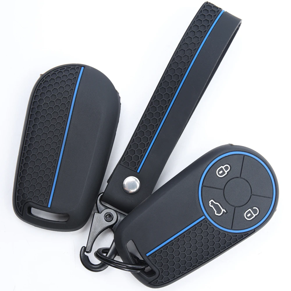 For Ora Funky Cat Genuine Car Key Cover Black Cat Victoria THENEXTORACAR White Cat Silicone Car Key Fob Cover Carabiner Strap