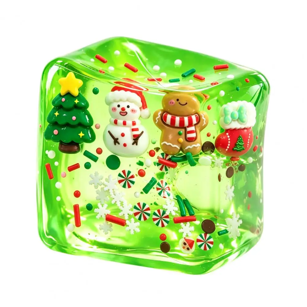 Christmas Stocking Stuffers Christmas Stress Cube Toy with Snowman Tree Snowflake Designs Anxiety Relief Ice Cube Squeeze Toy