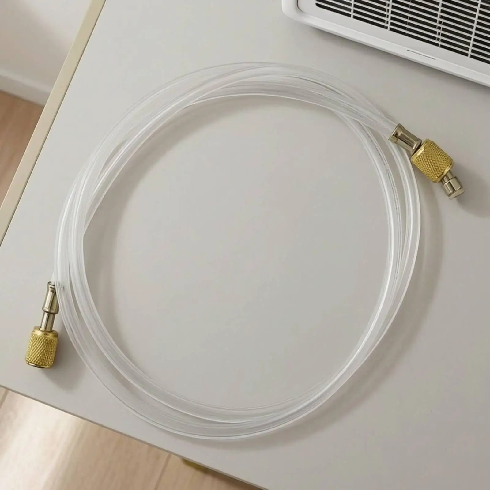 Clear Refrigerant Hose for Air Conditioner Service Recharge Kit with Sealing Rings and Knurled Brass Ends