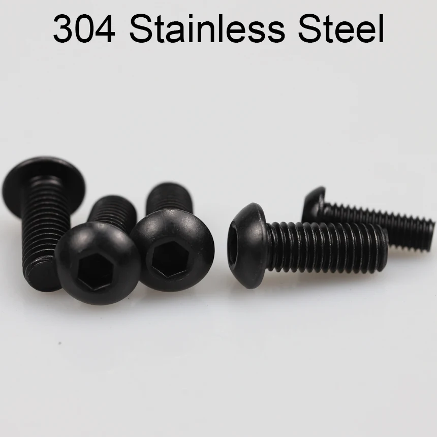 M4 M5 M6 M8 5/8/10/16/18/20/25/30/40/45-50 Black 304 Stainless Steel Inner Hex Hexgaon Socket Button Round Allen Head Screw Bolt