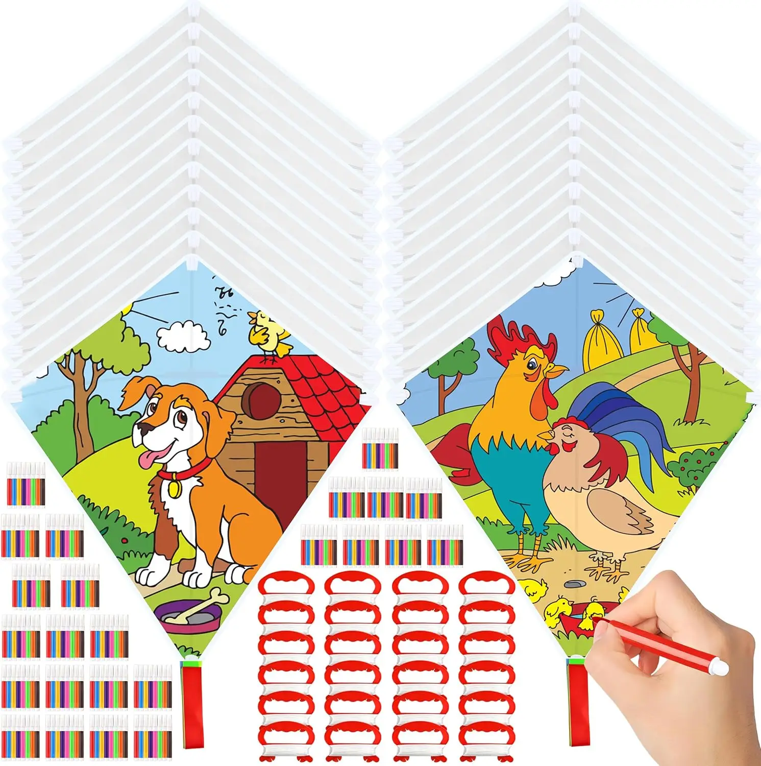 

DIY Blank Kite Kit with 24 White Kites, Watercolor Pens, and String for Outdoor Activities