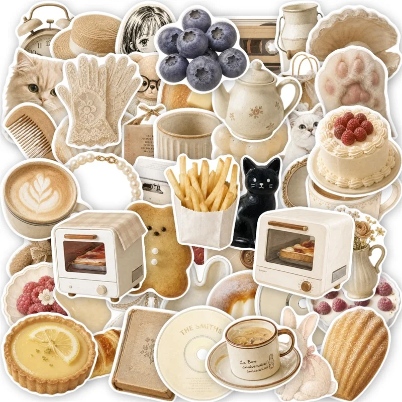 10/30/50PCS Salted Baking Life PVC Sticky Sticker Aesthetic DIY Decoration Scrapbooking Phone Hand Accounting Supplies