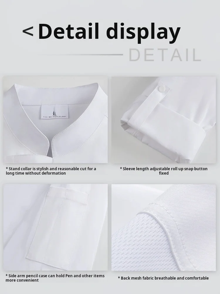 Uniforme de Chef de otoño con mangas ajustables para hombres, restaurante, Hotel, cantina, cocina, ropa de trabajo