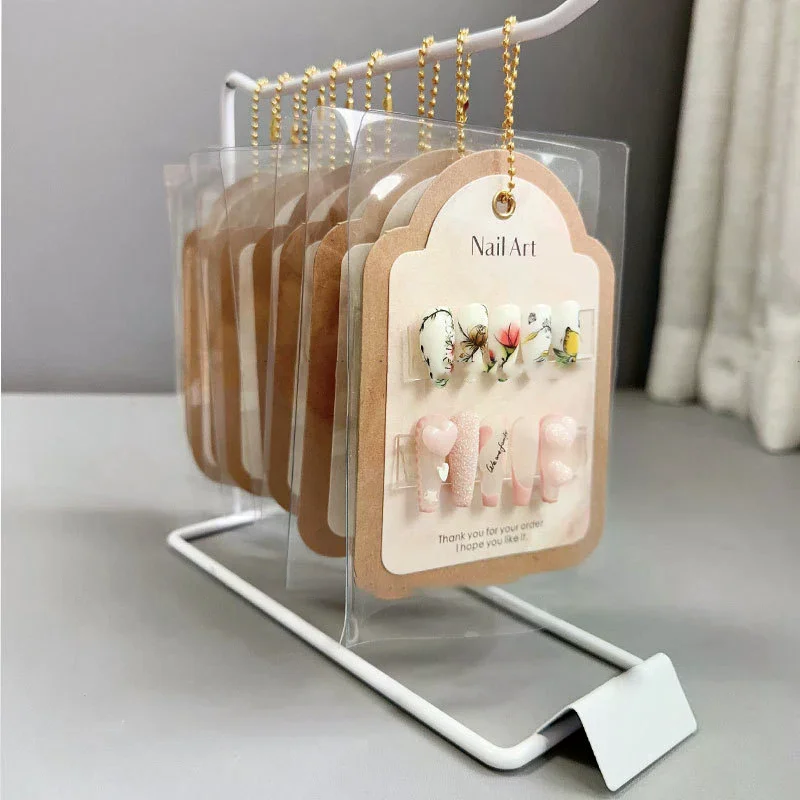 Fake Nails Display Card With Chain Dust Bag For Press On Nails Jewelry Display Light Luxury Photograph Props Background Paper