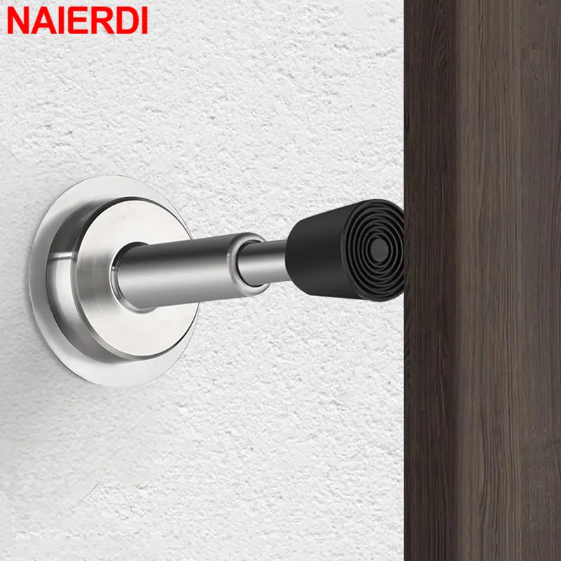 NAIERDI Adjustable Door Stopper,Stainless Steel Door Stop with Rubber Bufferr,Hydraulic Heavy Duty Door Holder Doorstops