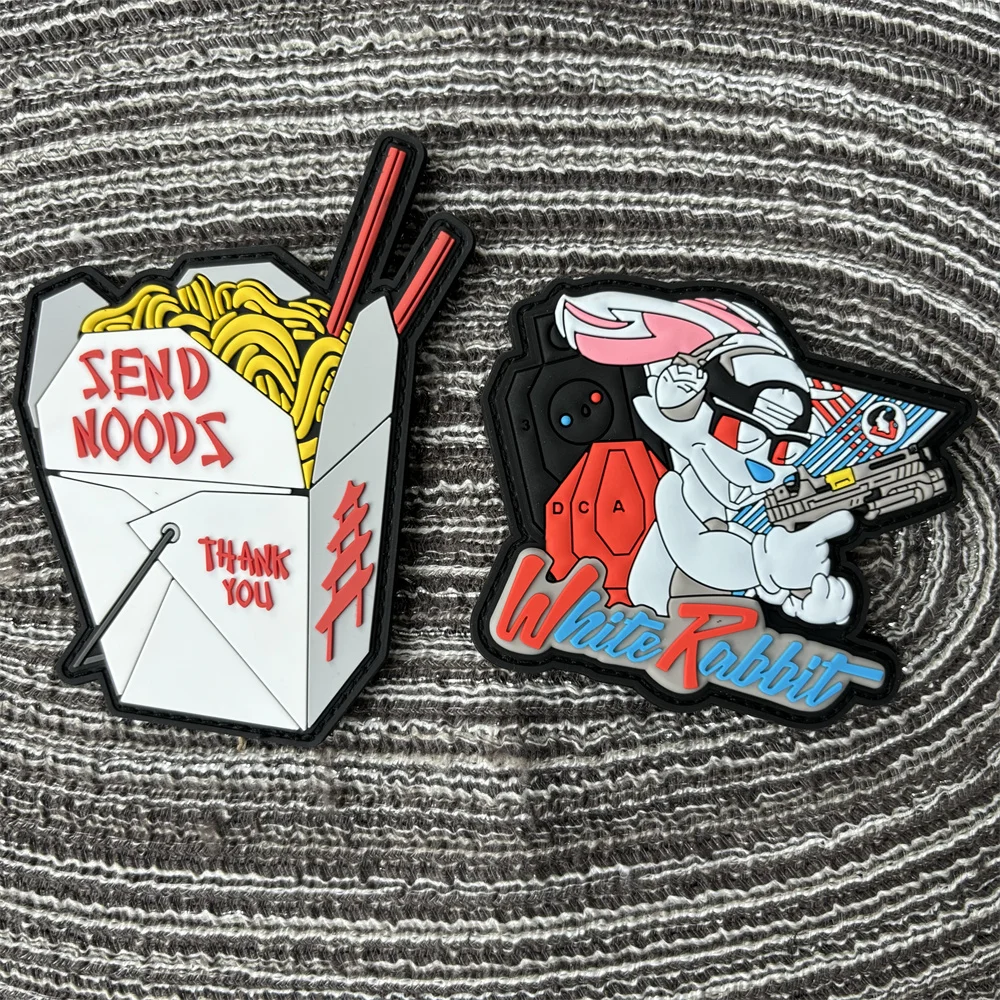 Cartoon 3D PVC Patch on Clothes Cute Animal Morale Badge Military Tactical Patches Backpack Hook and Loop Stickers