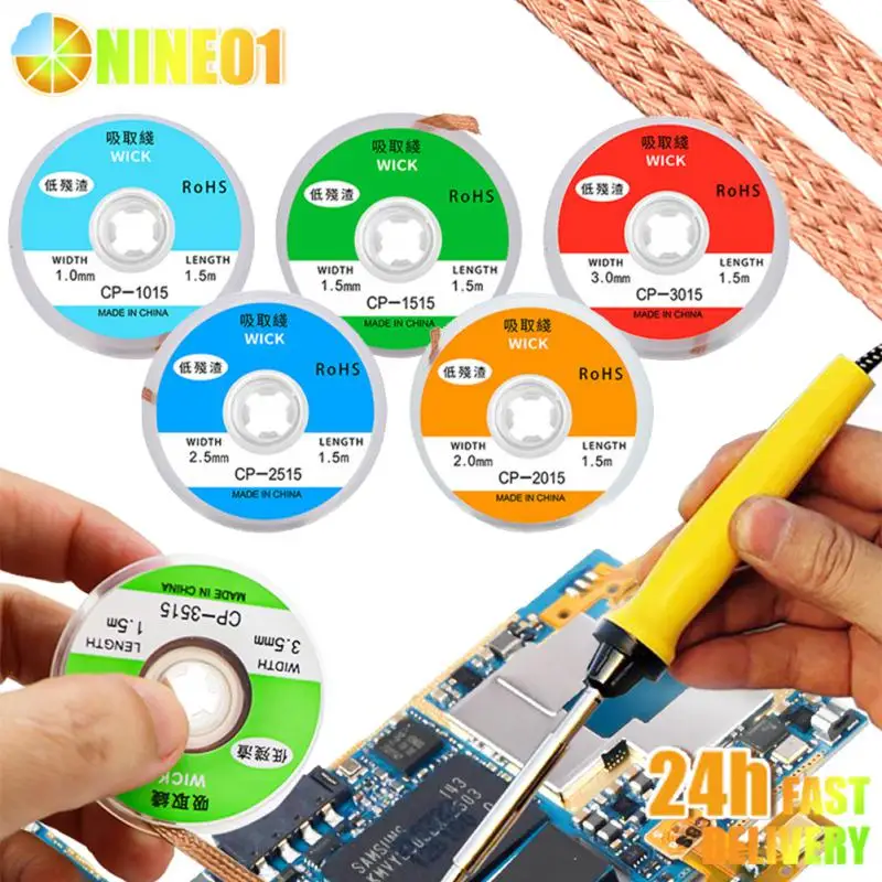 Desoldering Braid Solda Removedor Wick Fio Tin Otário Cabo de Chumbo Flux Soldagem Fios Repair Tool 1.5m 2.5m mm