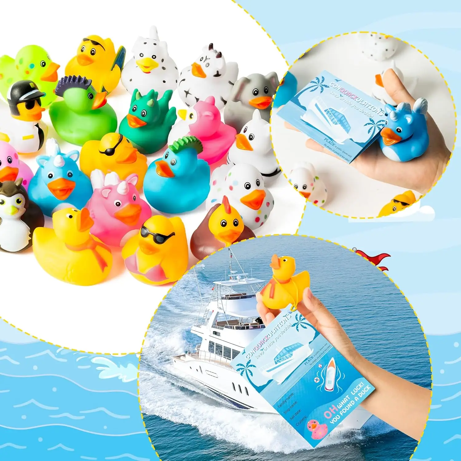 Mini Rubber Duck Multi-colored Rubber Ducks for Cruise Ships Cruise Ducks for Hiding with Tags For Summer Party Favors view 3