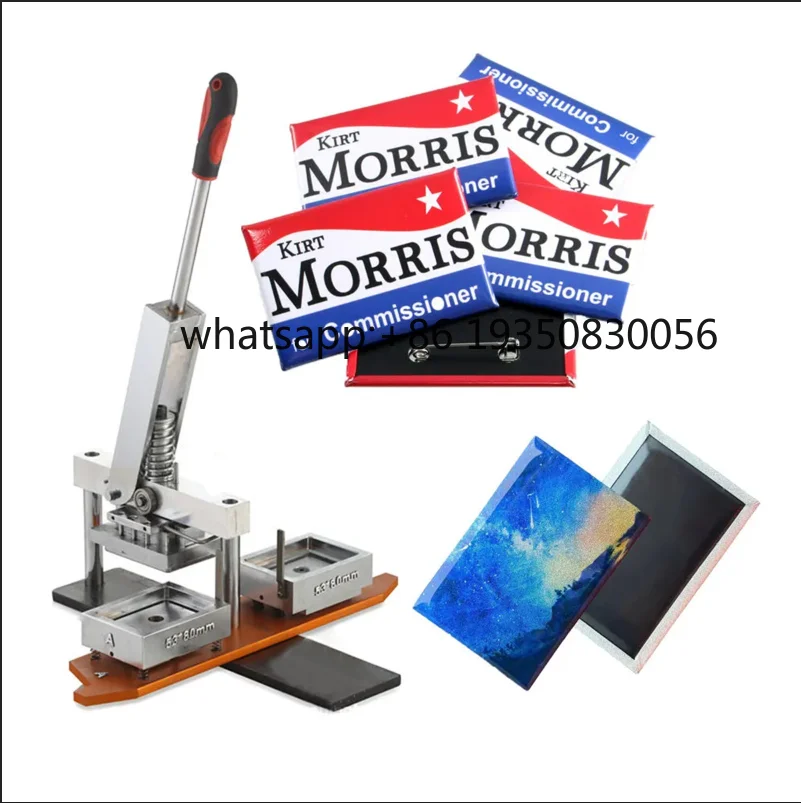 

53*80mm Tin Rectangle Fridge Magnet Making Machine + Paper Cutter + 1000pcs Fridge Magnet Materials