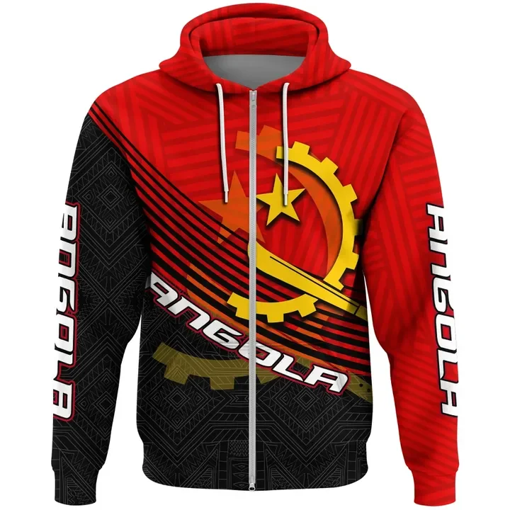 Angola Flag Map 3D Print Zip Hoodie For Men Clothes National Emblem Kids Sweatshirts Dashiki Festival Gift Women Tracksuit Tops