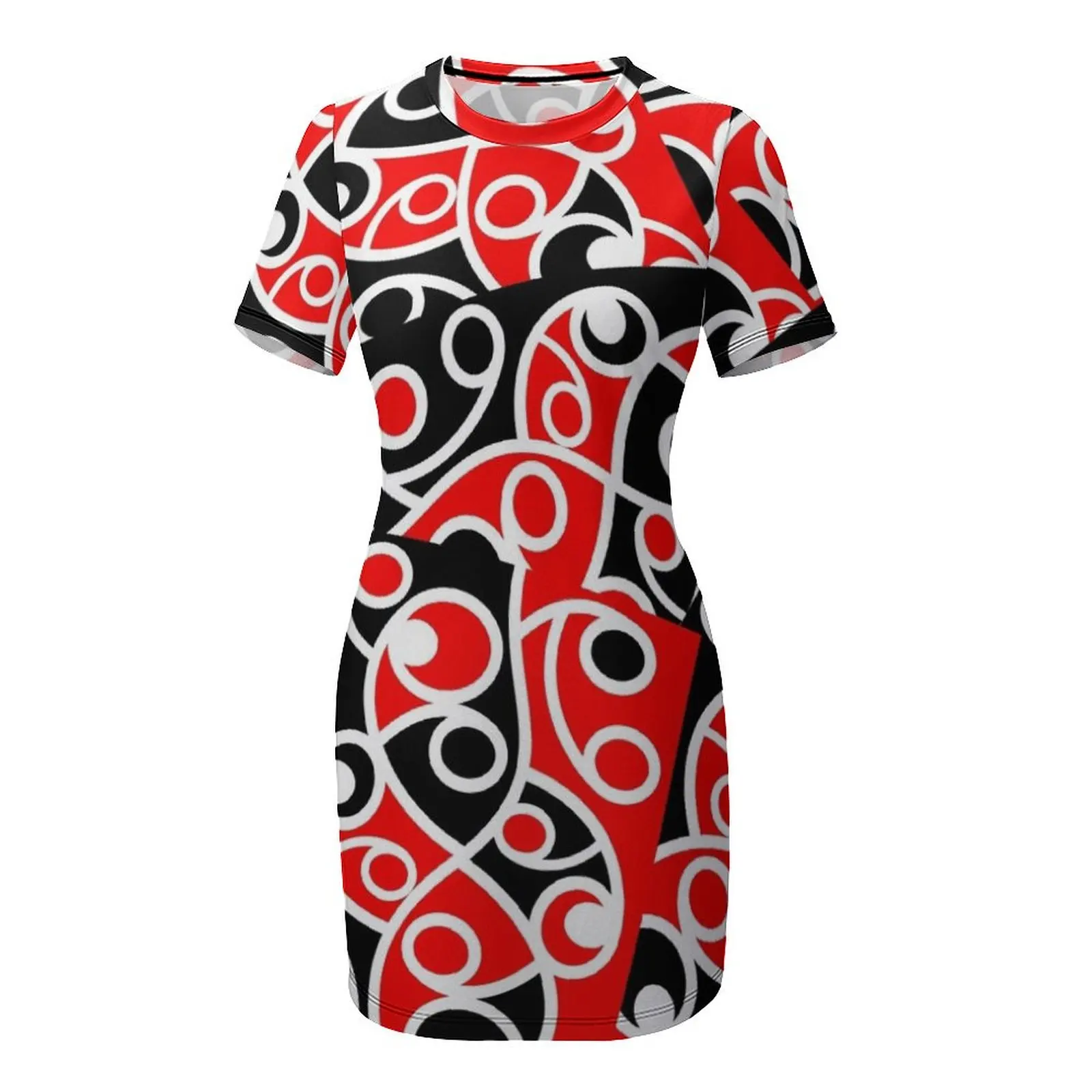 Maori Kowhaiwhai Vestido de manga curta com padrão em camadas Vestidos de manga comprida vestido feminino vestidos para mulheres