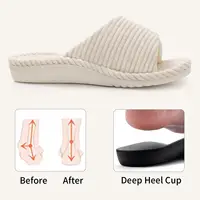 Crestar Women's Fuzzy Plush Slippers Lady Fashion Open Toe House Slippers Faux Fur Lined Slides Indoor Non-slip Cotton Slipper - Image 5