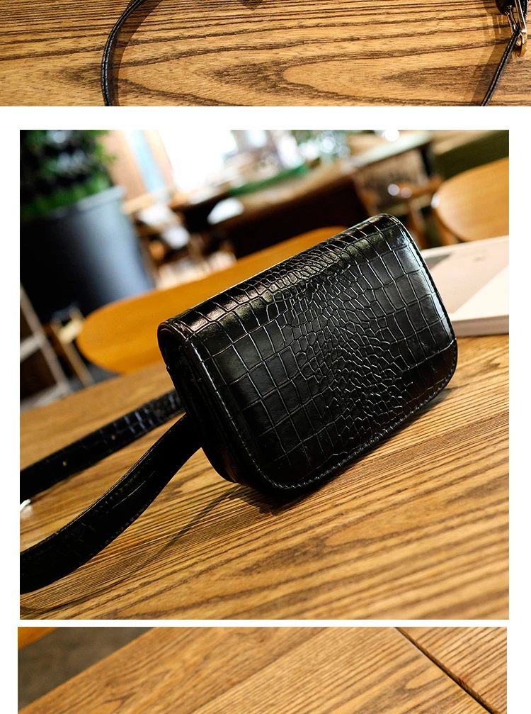 Modische Damen-Hüfttasche, multifunktionale kleine Tasche aus PU-Leder mit Krokodilmuster, lässige Sport-Brusttasche mit diagonalem Kreuz – Detail 10