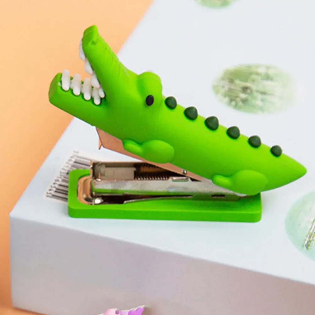 

2 Pcs Crocodile Stapler Cute Animal Office School Supplies Reusable Paper Silicone Stapler For Office Tool Decor