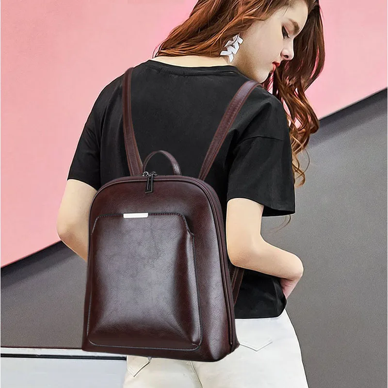 2024 New Vintage Backpack Women High Quality Pu Leather Travel Backpack Large Capacity School Bags for Girls Mochila Feminina