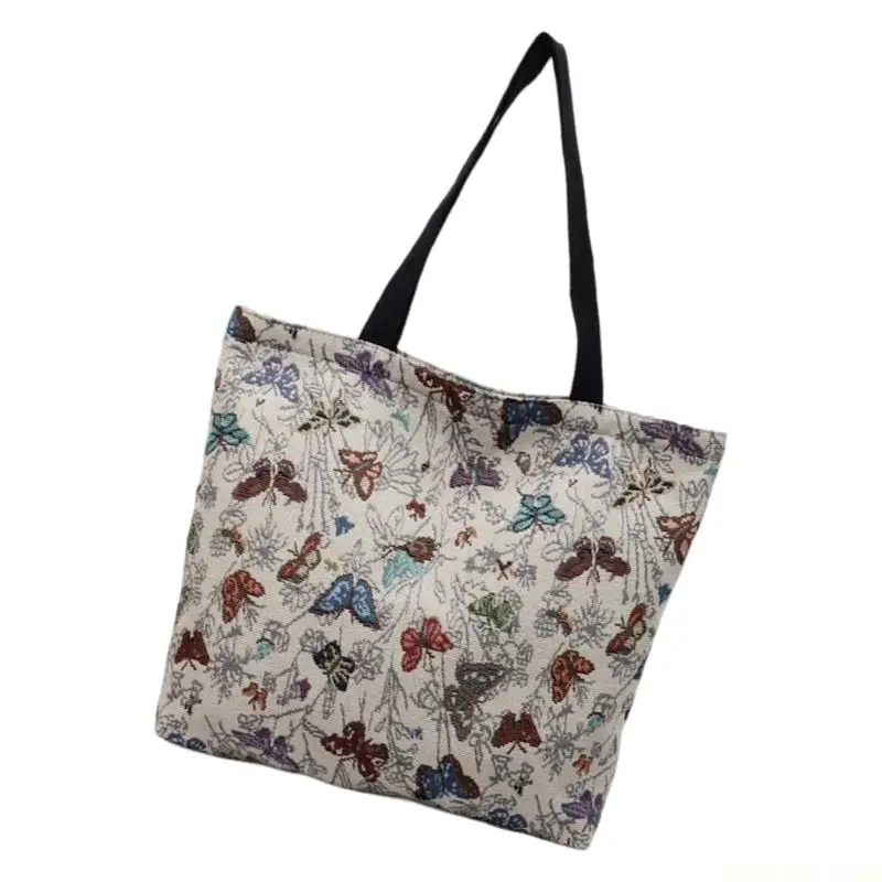 

X90D Aesthetic Canvas Toted Bag with Inner Pocket for Women Girls Reusable Grocery Cloth Bag with Pattern for Shopping, Gym