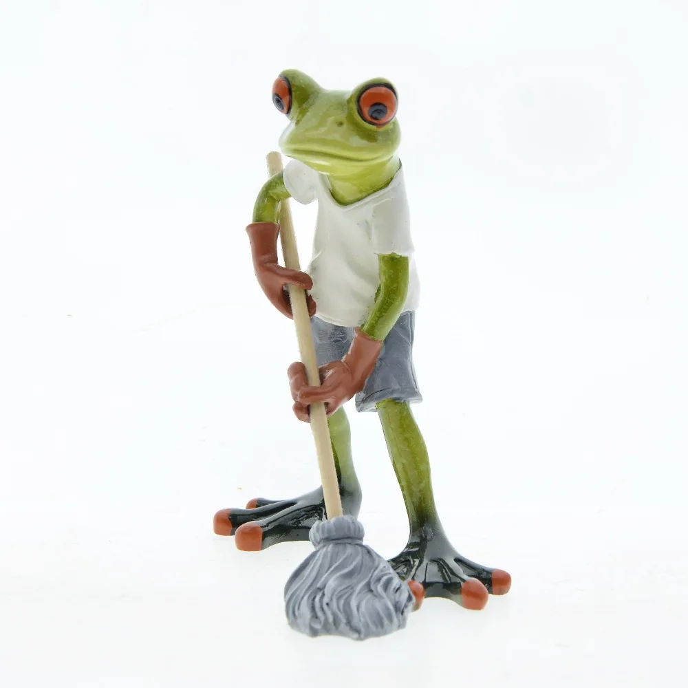 NEW 1-2Pcs 3D  Resin Creative Frog Craft Thinking about skiing cycling  sports Frog ModelHome Office Tabletop Decor Gift Present