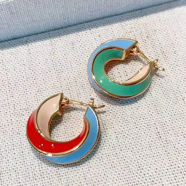 Europe America Colored Glazed Twisted Circle Earrings Women Fashion Jewelry Trend